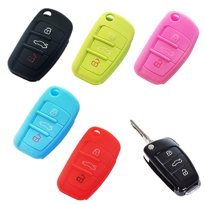 

Car Key Cover Silicone Flip Key Remote Holder Case Cover Fob for AUDI A6 TT Q7 CSL2017
