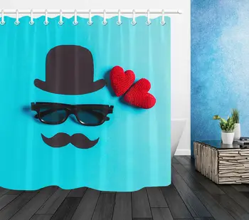 

Father's Day Adorn Bathroom Set Decor Polyester Blue Shower Curtain Hooks