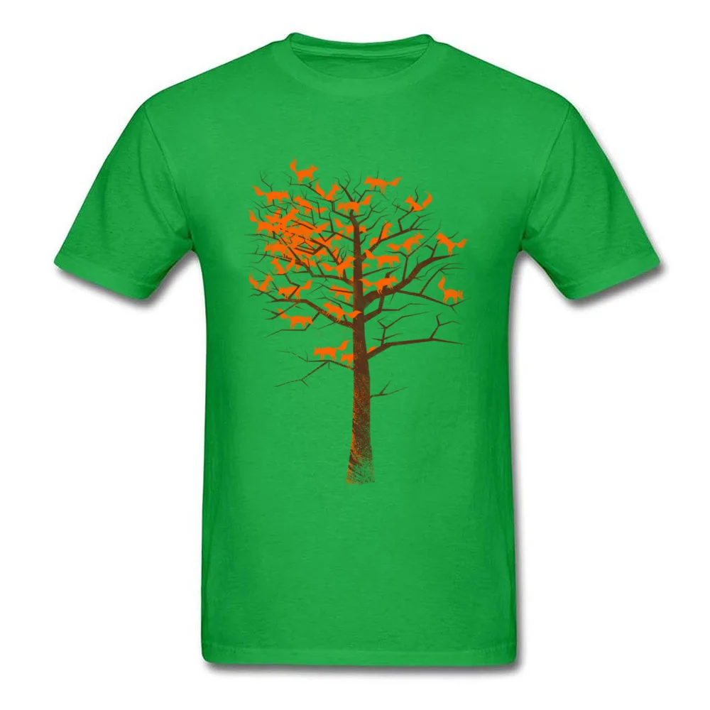 Blazing Fox Tree 100% Cotton Tops & Tees for Men Geek T Shirts Simple Style Oversized Round Neck Sweatshirts Short Sleeve Blazing Fox Tree green