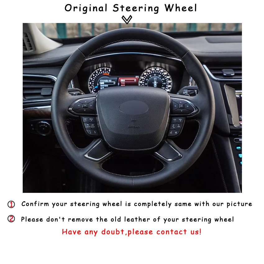 Черный кожаный чехол для Ford Taurus 2016 2017|car steering wheel cover|steering coverwheel cover |