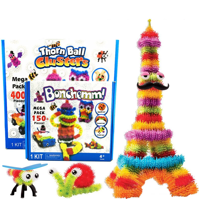 400pcs/pack Puff Squeezed Ball Thorn Ball Clusters Handcraft Building Block Construction Toy Set