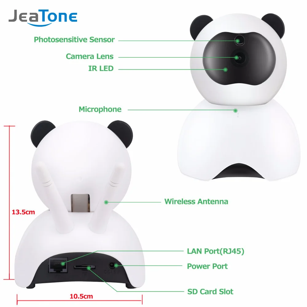 JeaTone Smart IR IP Сетевая камера Full HD 1080P Wi-Fi беспроводная домашняя система видеонаблюдения для дома Милая панда детский монитор