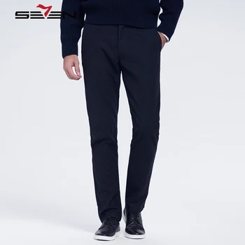 

Seven7 Brand Winter Casual Formal Pants For Men Male Elastic Long Pants Classical Thick Wool Men's Trousers Plus Size 115S80010