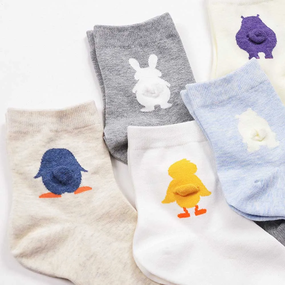 

1 Pair Spring Summer Cartoon Animal Tail Pattern Soft Short Ankle Sock For Women Girls