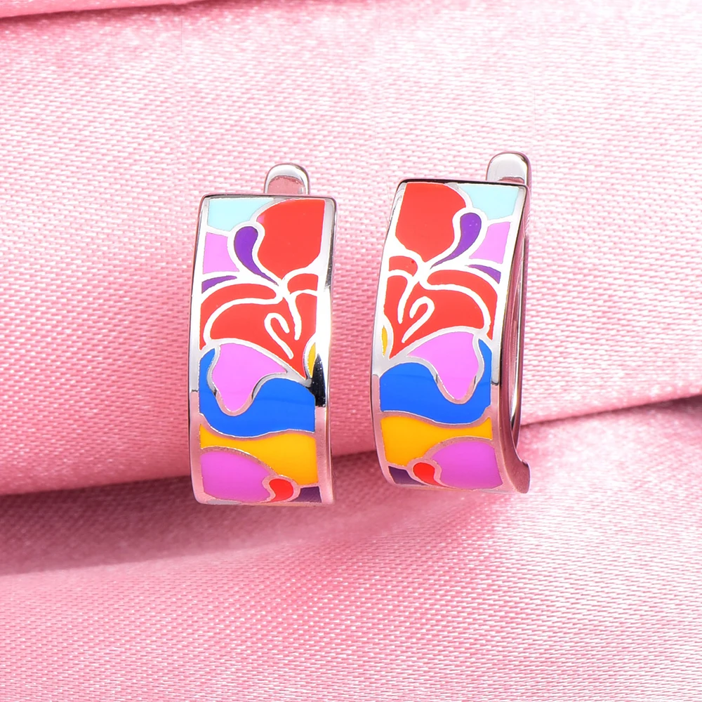 Buy RainMarch Enamel Flower Stud Earrings For Women