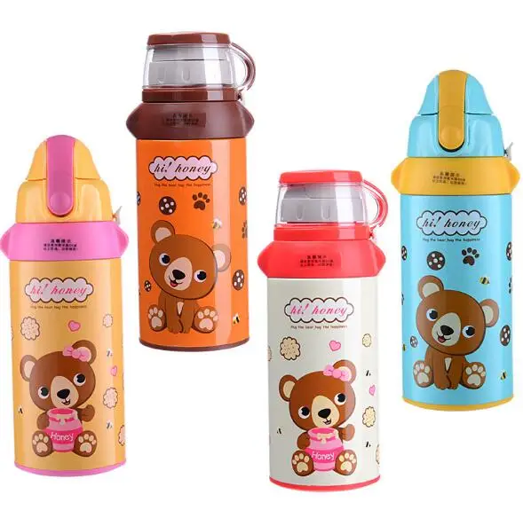 

4 colour Cute bear Thermos cup Pretty 304 Stainless Steel Vacuum Cup Straight Cup for children