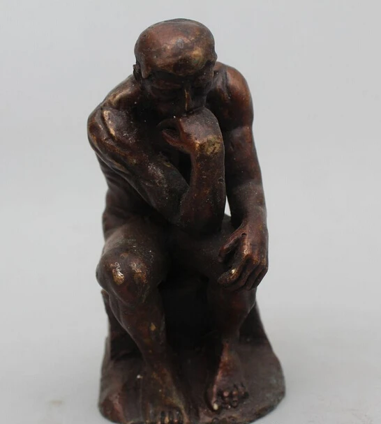

xd 002307 5"Western Art sculpture Bronze ruminate Meditation muscle men Statue