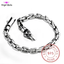 S925 Твердые тайские серебряные браслеты цепи 925 стерлингового серебра ювелирные изделия браслет Будды для женщин браслет Мужчины Винтаж ширина 5-8 мм