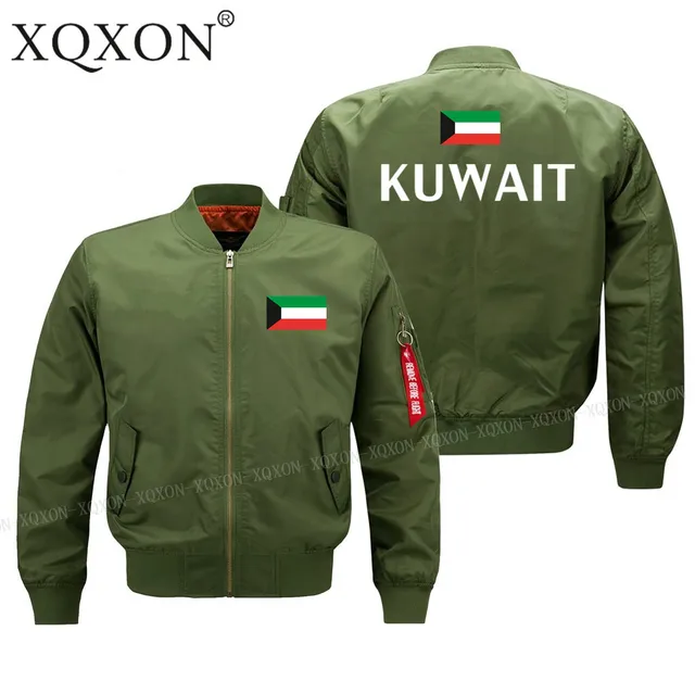 XQXON Zipper long sleeve new flag printed Kuwait men jackets Coats 2018