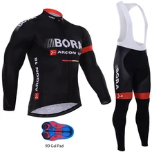 

2018 pro team men's long sleeve cycling jersey 9D gel pad bib pants set Ropa ciclismo hombre bicycle MTB bike clothing kit