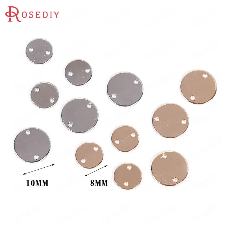 

20PCS 8MM 10MM thickness 1MM Gold Color Plated Brass 2 Holes Round Disk End Charms Diy Jewelry Findings Earrings Accessories