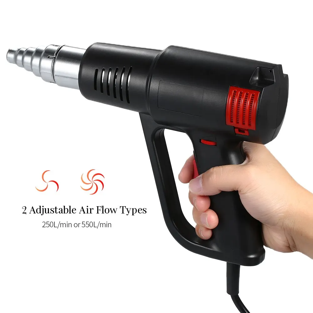 Heatguns Stepless Adjustment Airflow Speed Variable Temperature Electric Power 110V Hot AIR Heater Industrial Heat Guns Kit,1800W