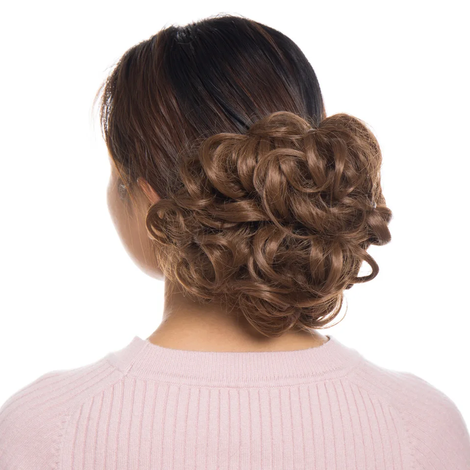 S-noilite 80g Short Women Synthetic Hair Chignon Clip In Curly Hair Pieces Chignon Updo Cover Ponytail Extension Bride Hair Bun