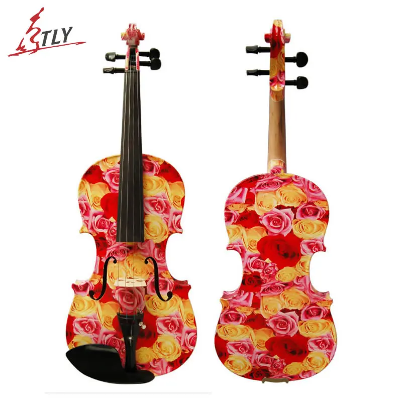 

Kinglos Maple Acoustic Art Violin 4/4 Hand Painted Rose Ebony Fittings Violin Musical Instrument w/ Case Shoulder Rest (XC-1003)