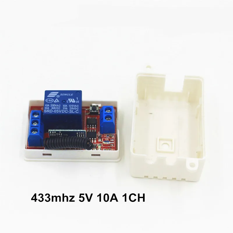 

DC 5V 10A 433 Mhz Wireless Remote Control Switch 1CH relay 433Mhz Receiver Module For learning code Transmitter Remote