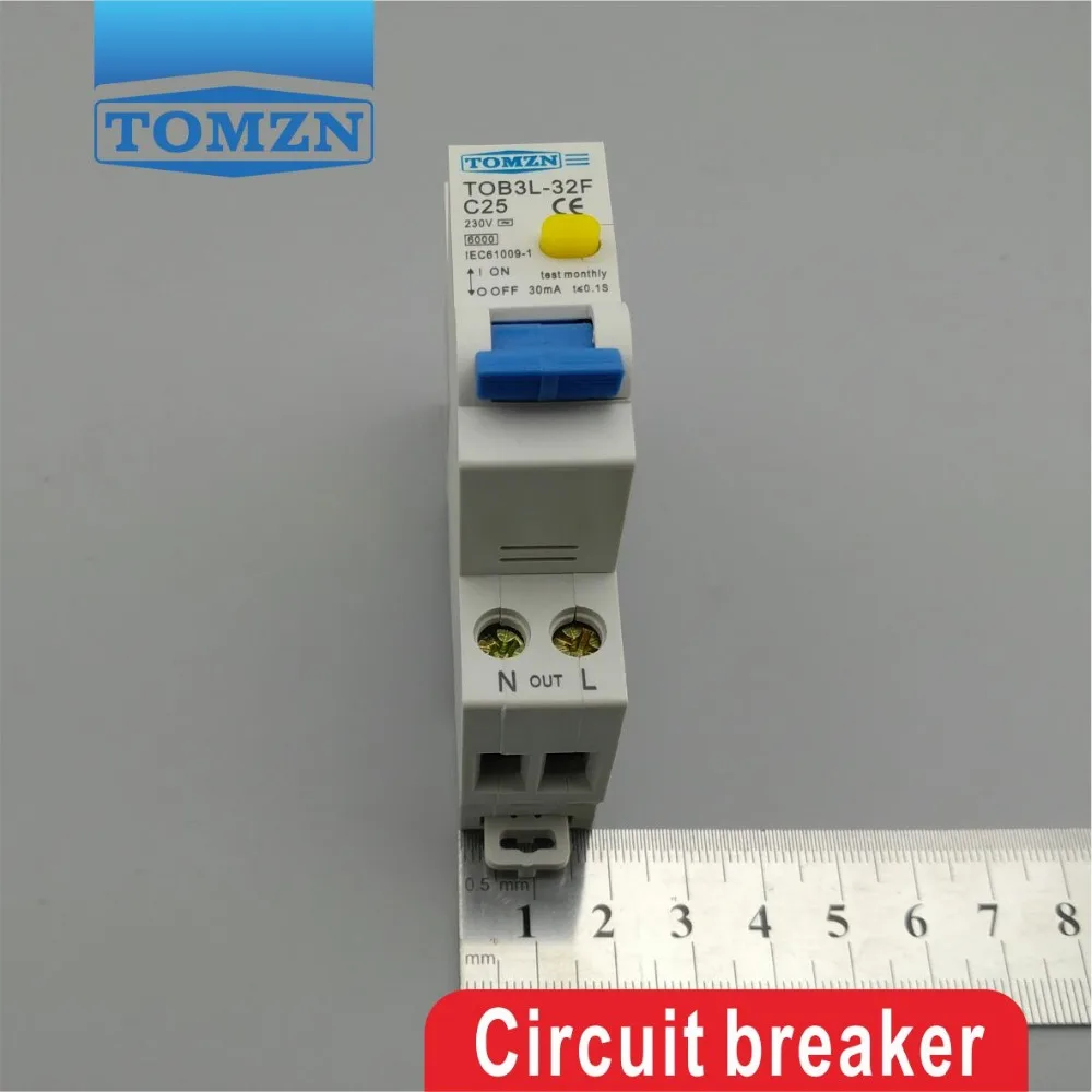 TOB3L-32F 18 мм RCBO 25A 1P+ N 6KA УЗО с защитой от перегрузки по току и утечки