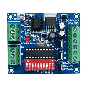 

3CH Easy DMX Dimmer Controller,3 Channel RGB LED DMX 512 Dimmer,LED DMX512 Decoder,DC5V-24V Output