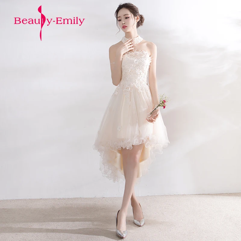 Lady Lace floral decoration short Evening Dress tulle Homecoming Party dresses Elegant Vestido De Festa Prom Gown beauty Emily Lady Lace floral decoration short Evening Dress tulle Homecoming Party dresses Elegant Vestido De Festa Prom Gown beauty Emily