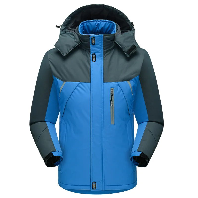Мужские уличные повседневные хлопковые уличные пальто размера плюс M-5XL мужские зимние водонепроницаемые теплые плюшевые стеганые куртки парки - Цвет: SKY BLUE