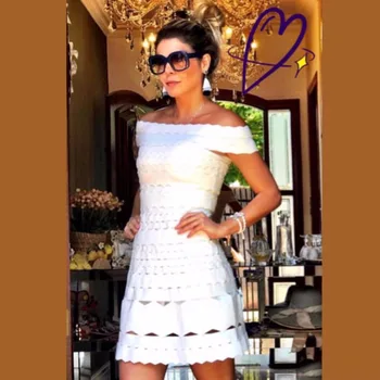 

Black and Pink Color Ladies HL Bandage Dress Off the Shoulder Sexy A-Line Dress Elegant Evening Party Dress