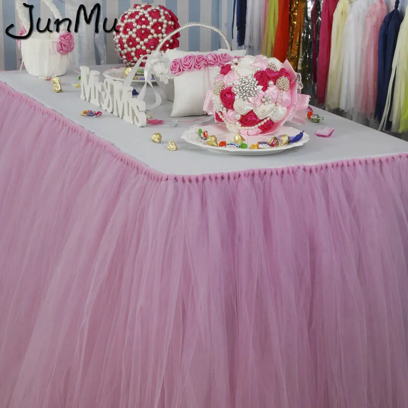 100cm x 80cm Pink Tulle Tutu Table Skirt Custom Wonderland Tulle Table Skirting Wedding Birthday Ba