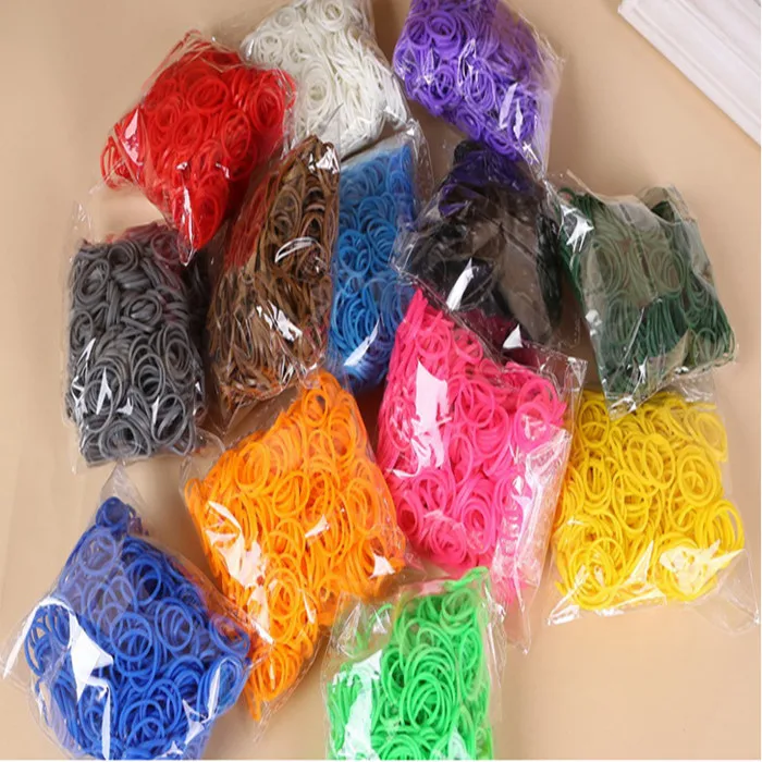 300pcs Colorful Charms Rubber Bands Loom DIY Bracelet Kit Hook Clips