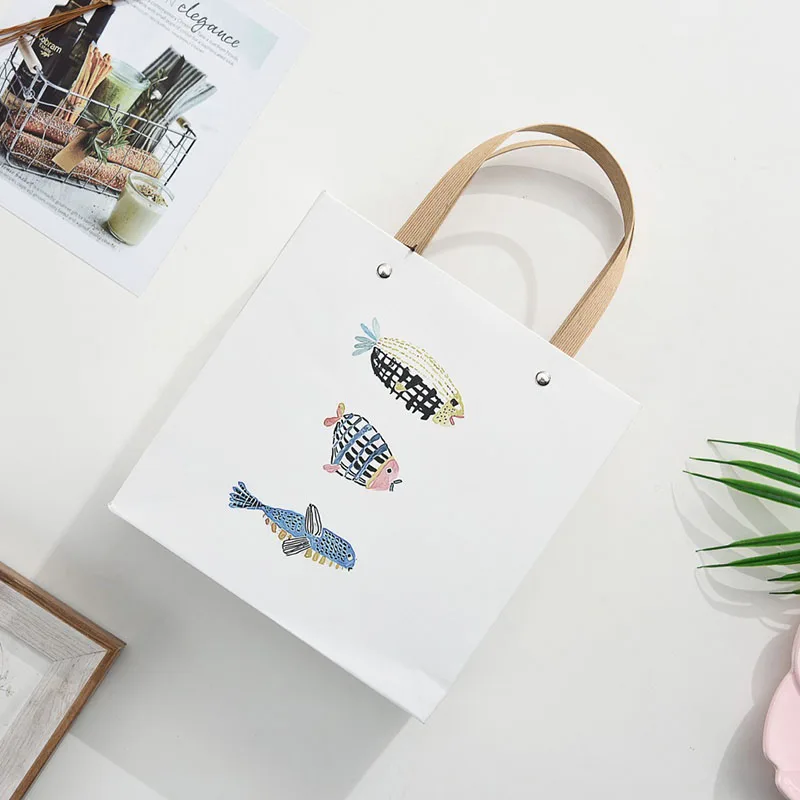 1 шт., Мраморная Подарочная сумка в виде рыбки Китти, простая деловая Подарочная сумка, бумажная сумка для шоппинга, бизнес упаковочные изделия, Настраиваемые