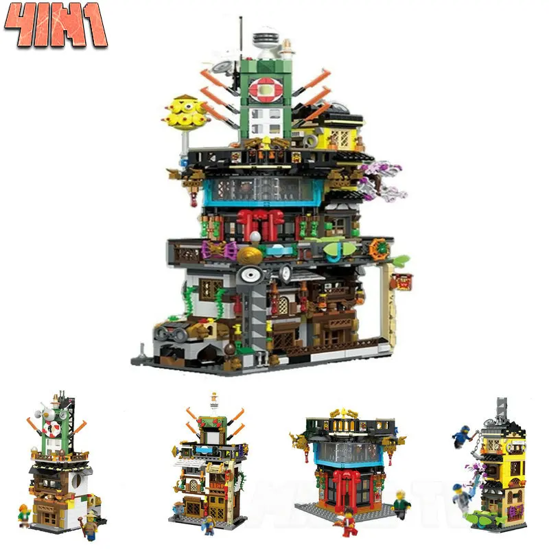 

NINJA Model Building Blocks City Fisherman Compatible Kai Jay LegoINGly Ninjagoes Set 1955pcs 4IN1 Toys For Children Gift 2019