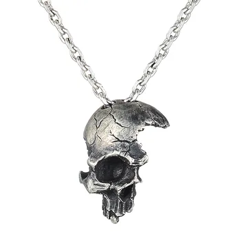 

Hip Hop Broken Half Shantou Creative Halloween Cosplay 925 Sterling Silver Plated Necklace for Men Women