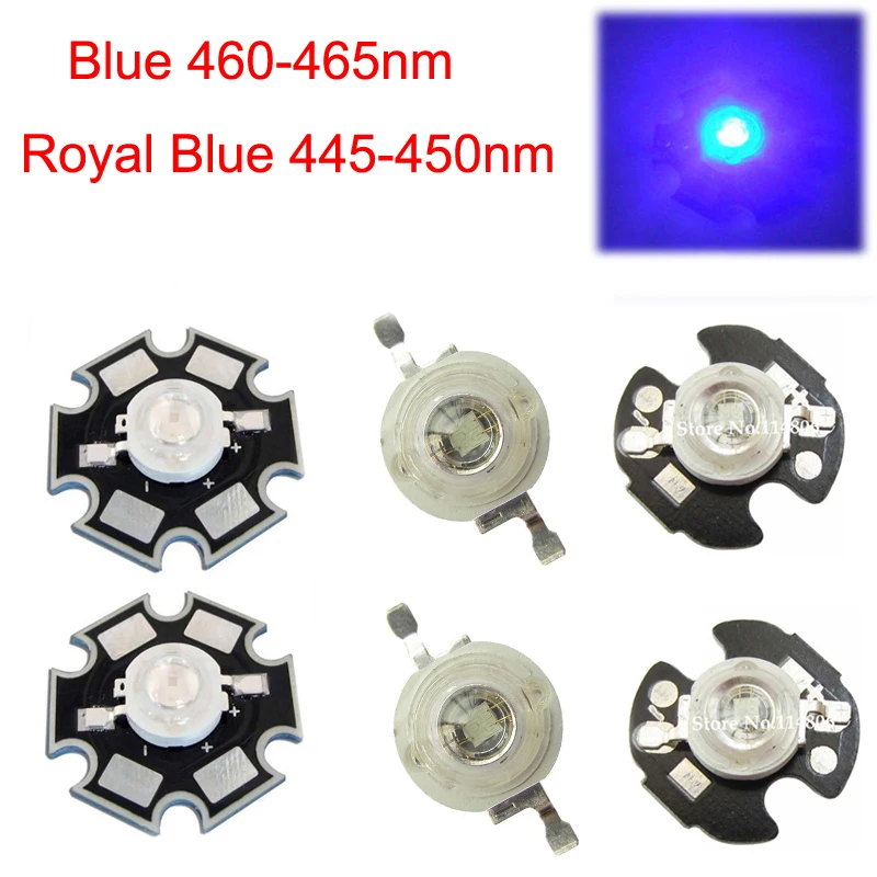 5 10 20 50 100 шт. 1w 30mil 3 Вт 45mil Королевский синий 445nm синий 460nm Светодиодный лампа для роста растений светильник с лампой 20 мм или 16 мм пластины