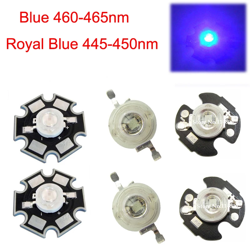 100pcs 3W 3Watt Blue 460-465nm 700mA 3.2-3.6V LED High Power lamp