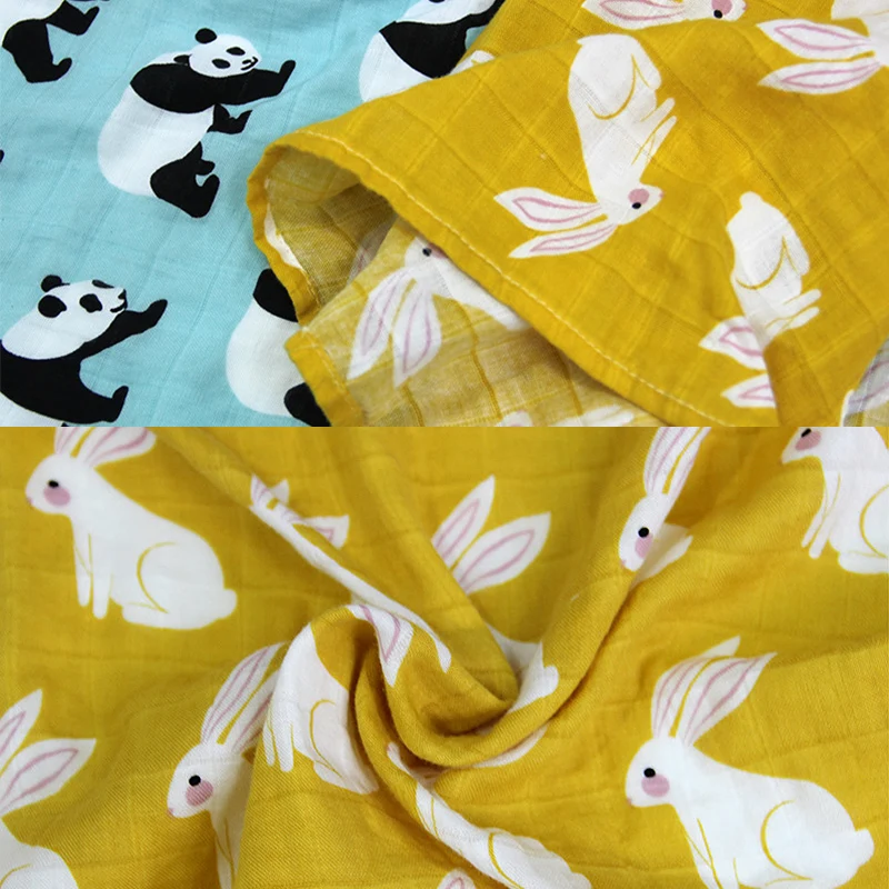 2 Pcs Baby Towel 58x58cm 2 Layers Organic Cotton gauze Material Children Towels Soft Cartoon Towel Baby Bath Towel For Newborns