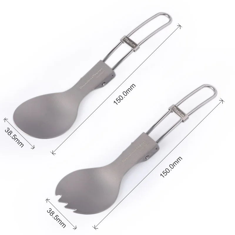 Viagem ao ar Pote de Titânio Utensílios de Mesa Conjunto com Alça Ilimitado Livre Colher Spork Fogão Conjunto Acampamento Caminhadas Dobrável Pan 3 Esporte e Lazer