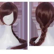 Игра смотреть над татуировкой OW D. Va DVa костюм для косплея Год Петуха для жгута, косички косплей парик темно-коричневые вечерние волосы 60 см Парики