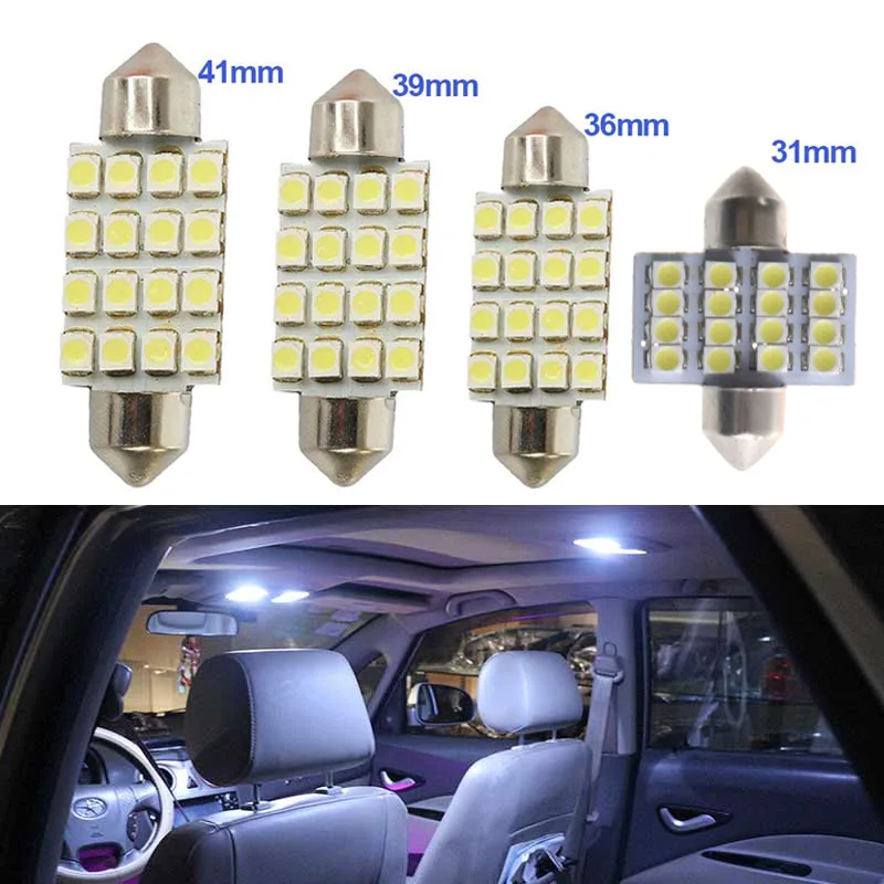 Популярная Автомобильная гирлянда для салона автомобиля 2 шт. Купол 16 SMD