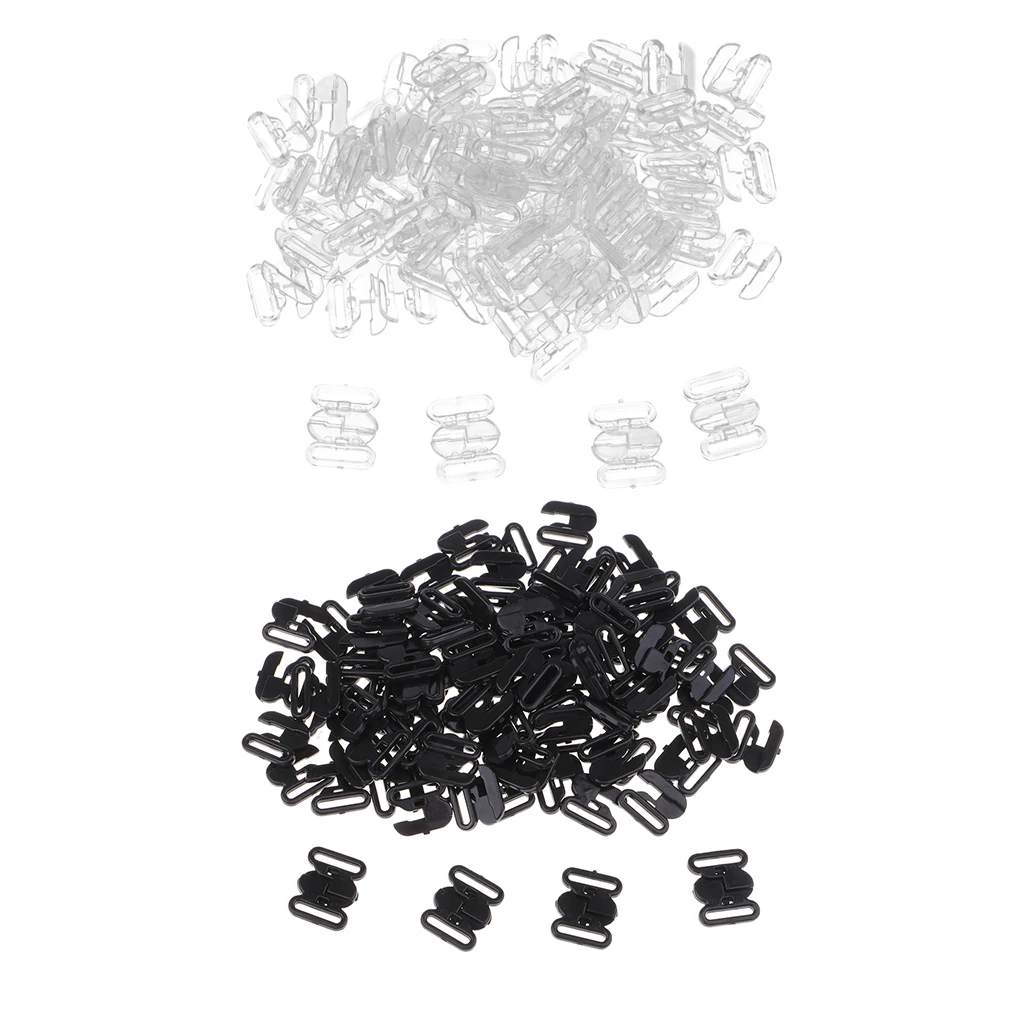 50 Sets Plastic Bra Strap Adjustment Sliders Hooks Lingerie Sewing Fasteners