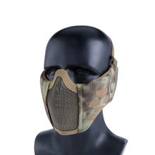 Камуфляжная тактическая полумаска для охоты защитная маска для страйкбола защита ушей Металлическая стальная защитная сетка маска