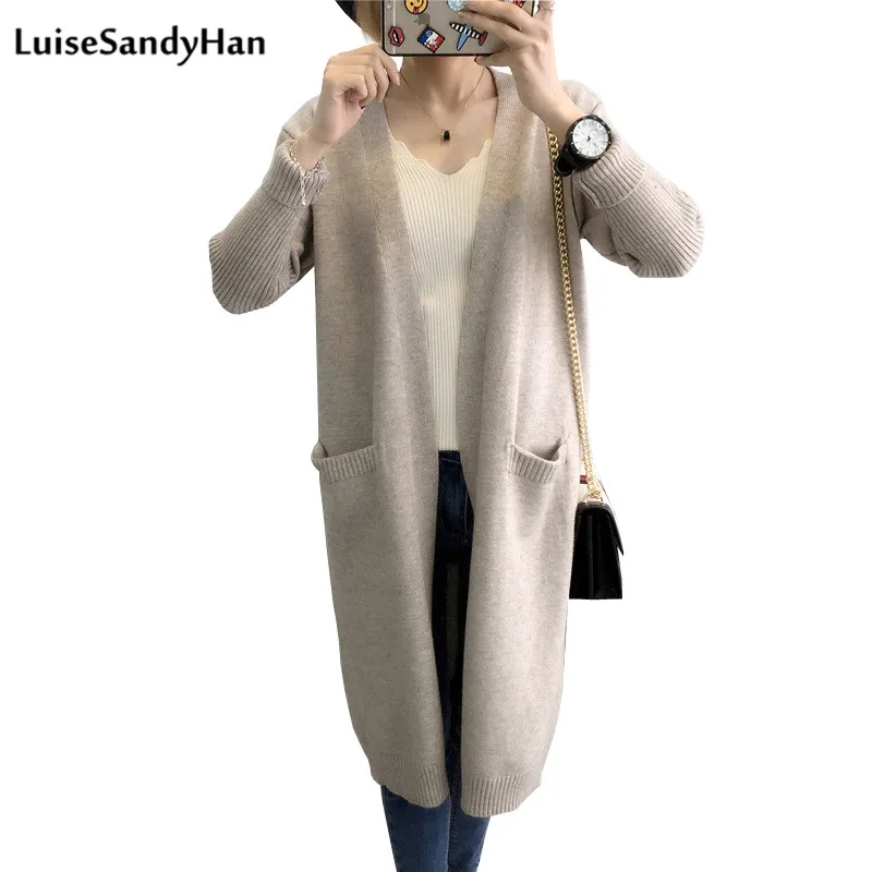 

2019 Women's Winter Cardigans Sweater For Female Solid V-neck Long Sleeve