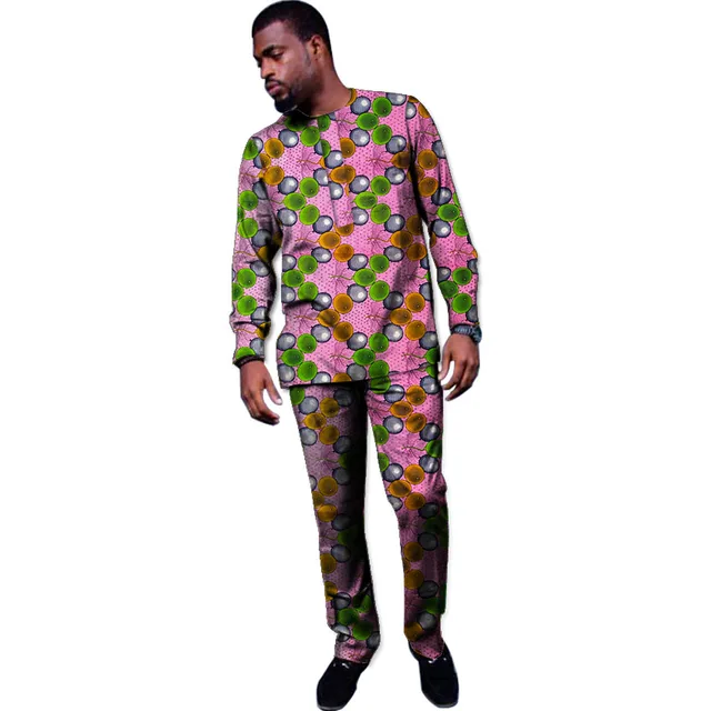 African clothing customized tops+trousers sets Ankara outfits for men ...