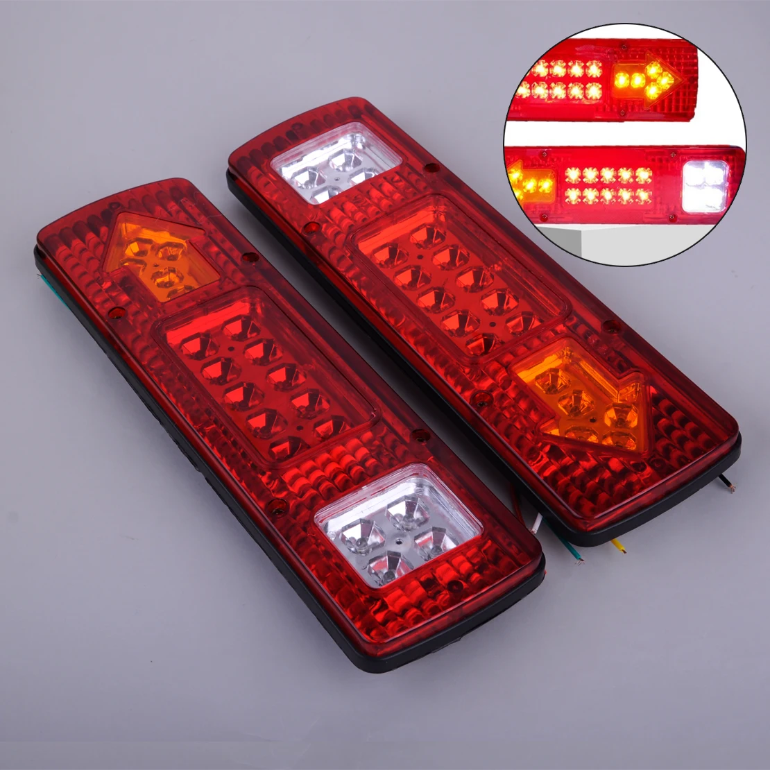 

DWCX 2pcs Left + Right 12V DC 19 LED Red Car Tail Stop Turn Light Indicator Reverse Lamp For Trailer Truck Utes Boats Caravans