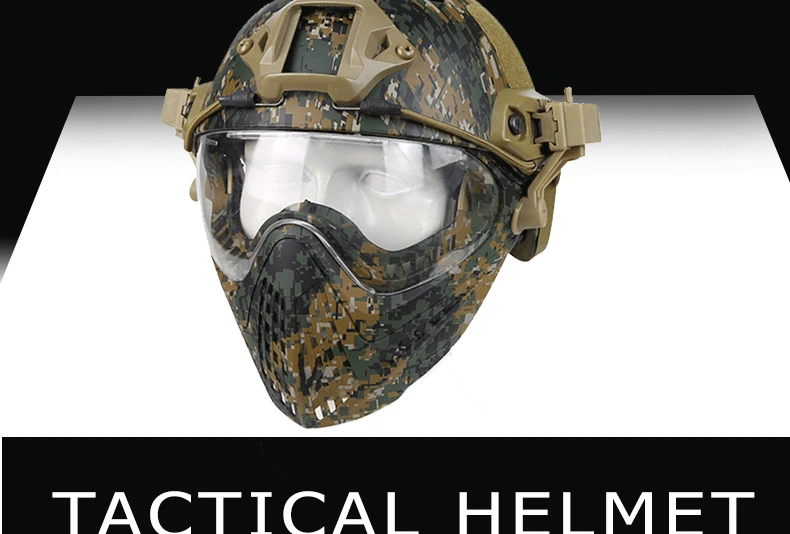 Тактический Интегрированный шлем со съемной маской для лица и очками для страйкбола пейнтбола WarGame CS тактический охотничий шлем