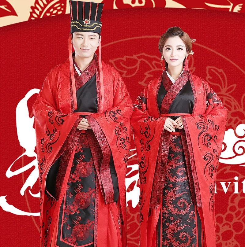 伝統的な赤い漢服の結婚式のドレス テレビの衣装 海外の中国の映画 古代中国 新郎新婦の衣装 Aliexpress ノベルティ 特殊用途