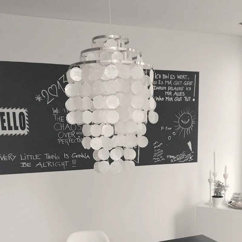 3 Circle DIY modern contemporary white seashell capiz pendant lamps Dia 35cm Verner Panton Fun Shell lamps for bedroom/home