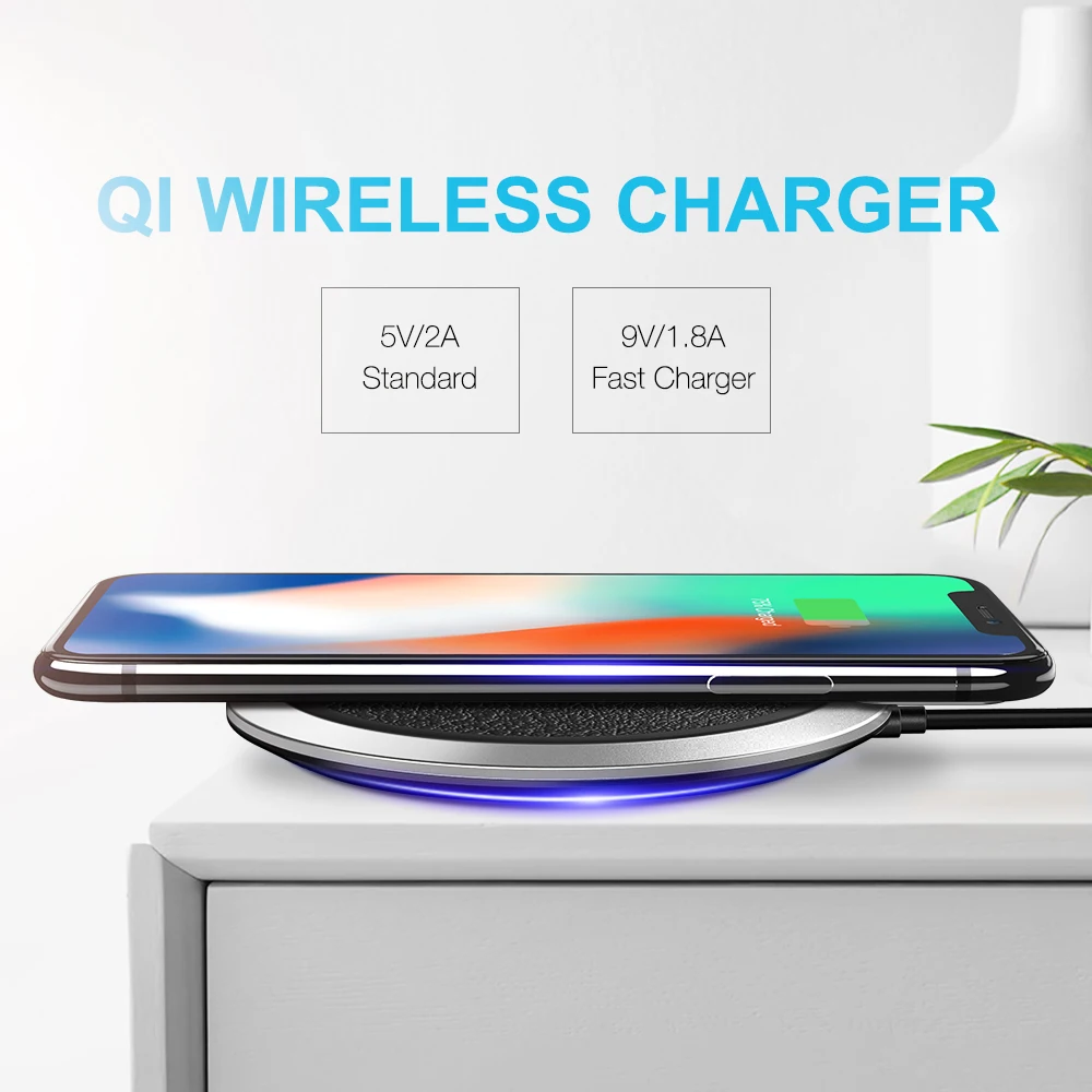 Qi Fast Wireless Charger , FLOVEME Original Leather Wireless Chargers For iPhone X 8 Plus Samsung Note 8 S8 Plus S7 Charging Pad