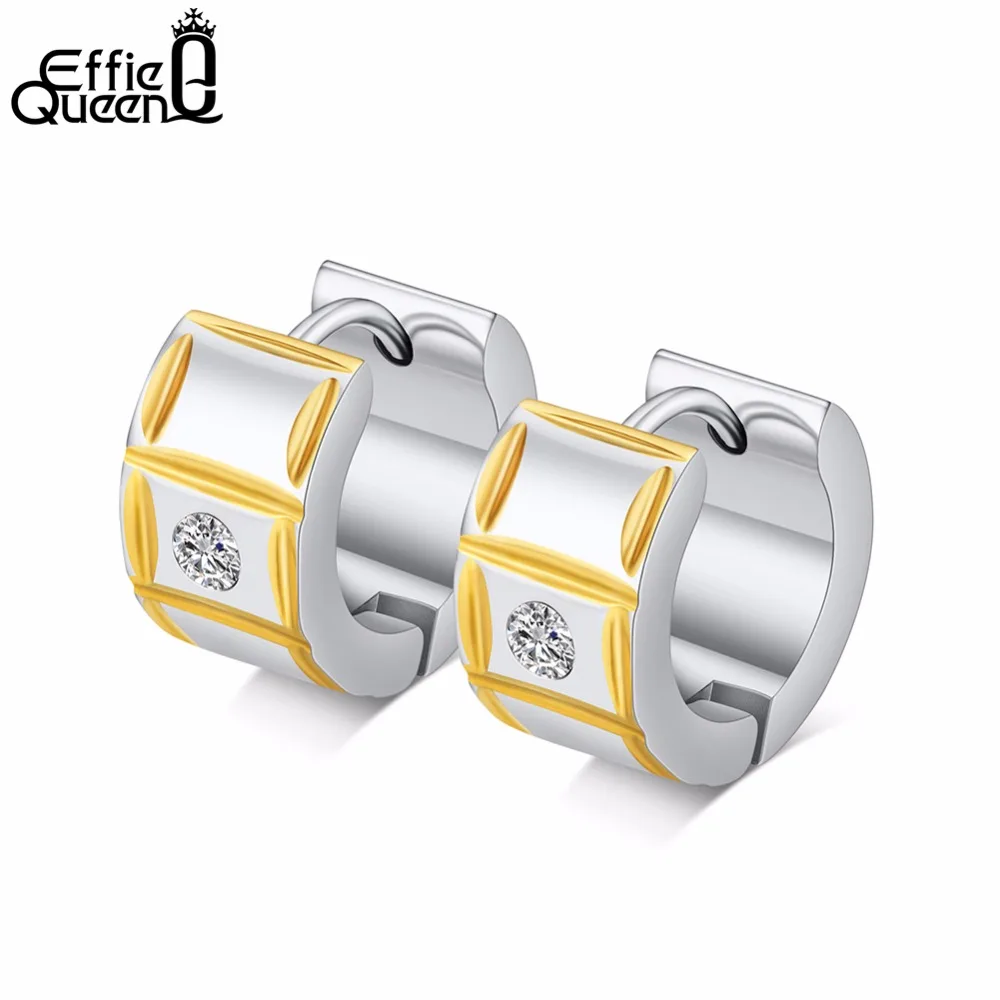 

Effie Queen Lovely Stainless Steel Small Hoop Earrings For Women AAA CZ Gold-color Earring Daliy OL Jewelry Accessories DGTE105