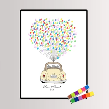 

Free Personalized Custom Name Date Fingerprint DIY Guestbook For Wedding Cute Car Gift For Wedding Engagement Party