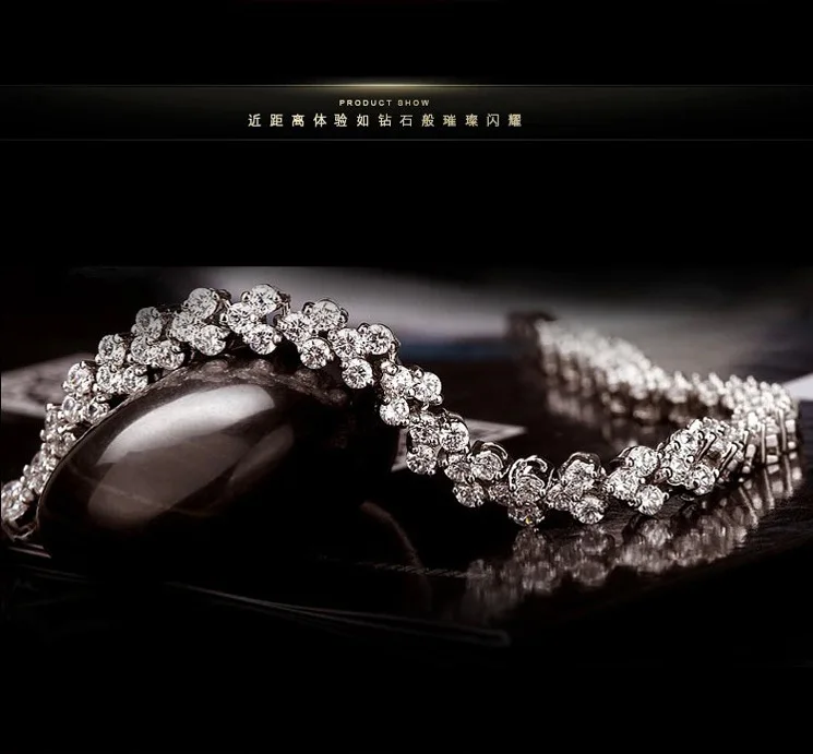 Anenjery роскошный модный 925 пробы серебряный браслет ослепительный Полный Кристалл Циркон Сердце браслет для женщин браслеты S-B28
