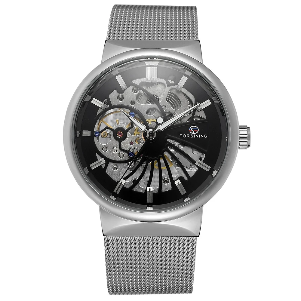 

Man Accurate Round Dial Watch Wristwatch Stainless Steel Semi-automatic Fabala Luxury Skeleton Waterproof Mechanical