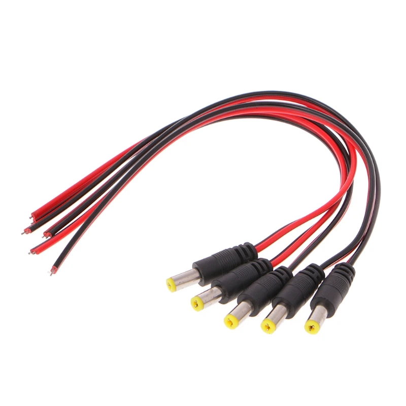 5 Pcs 5.5x2.1mm Male DC Power Plug Connector CCTV PSU Pigtail Cable Jack 12V 5 Pcs 5.5x2.1mm Male DC Power Plug Connector CCTV PSU Pigtail Cable Jack 12V