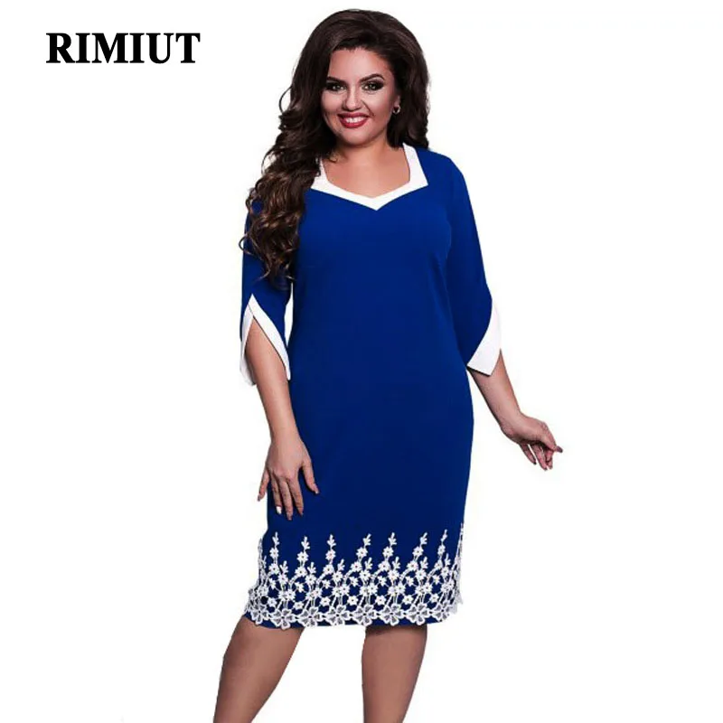 

Rimiut Big Size Sexy Summer Autumn Solid Woman Elegant Party Lace Dress For Fat MM Plus Size Women Clothing Big Size Loose Dress